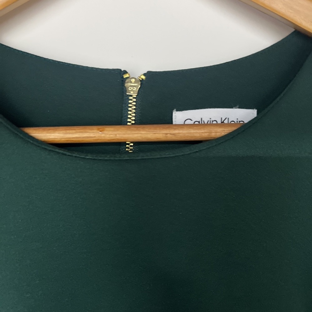 Calvin Klein Emerald Green Sheath Dress Size 14 Career Cocktail Midi - Picture 8 of 15